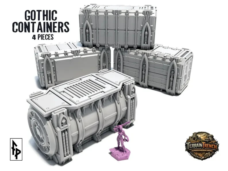 Gothic Containers 4x - Wargame Terrain 28/32mm