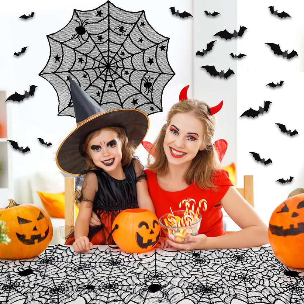 5Pack Halloween Decorations Indoor Halloween Spider Web Tablecloth
