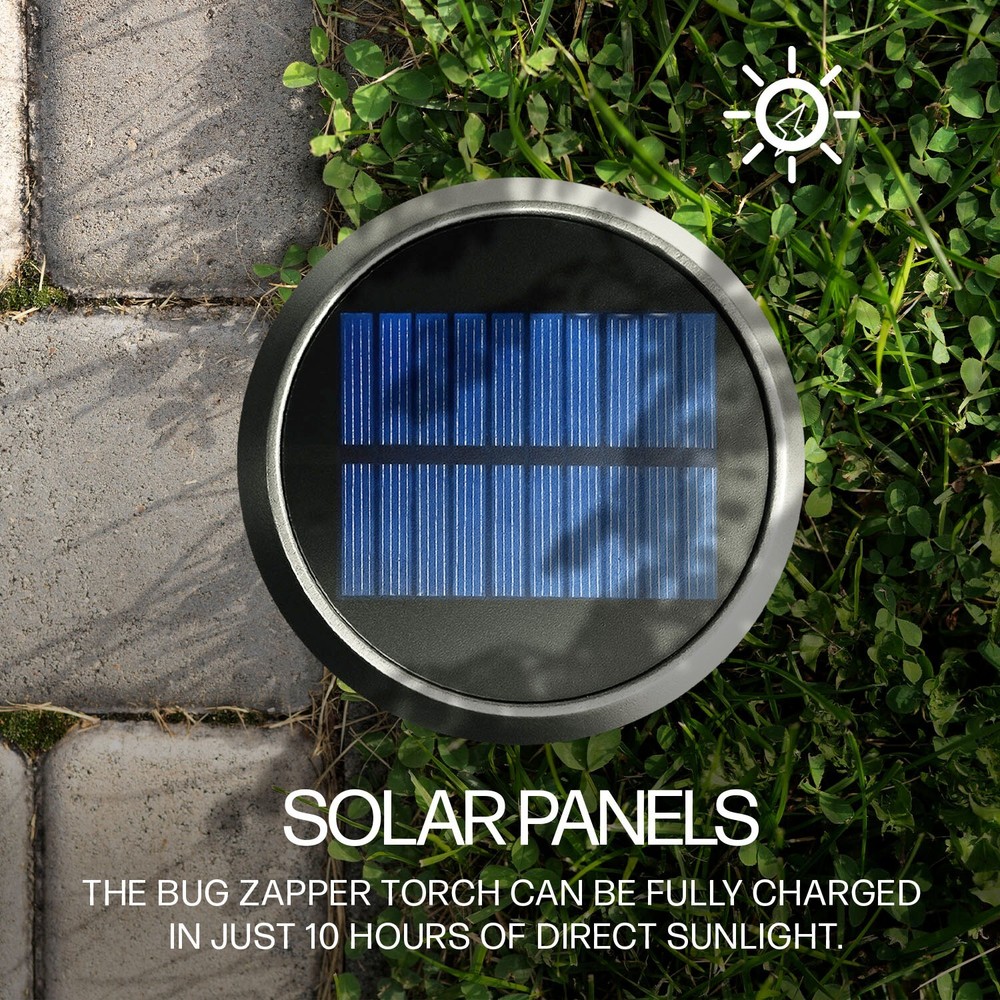 Skeeter Hawk 51” Solar Panel Torch Zapper w/ Flickering Flame # SKE-ZAP-1008