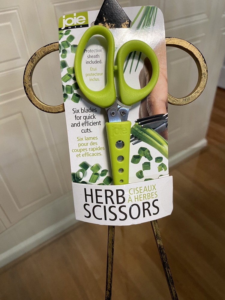 Joie Herb Scissors 6 Blade & Protective Sheath & Leaf Stripper Kitchen Scissors