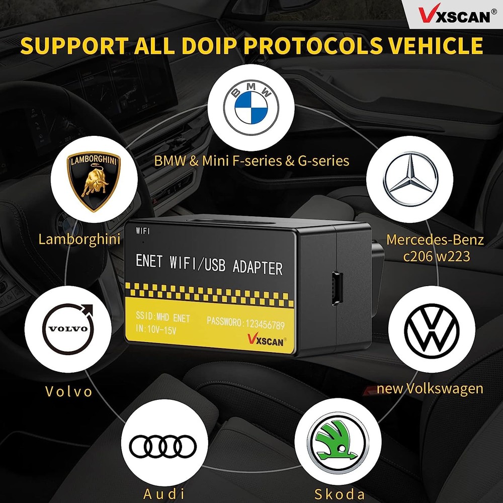 OBD ENET WIFI/USB Adapter DOIP F/G-serie with BimmerCode E-SYS Bootmod3 Ethernet
