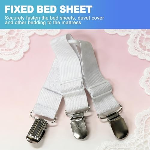 CoguZed 4 Pack Adjustable Bed Sheet Clips, Heavy Duty Triangle Sheet