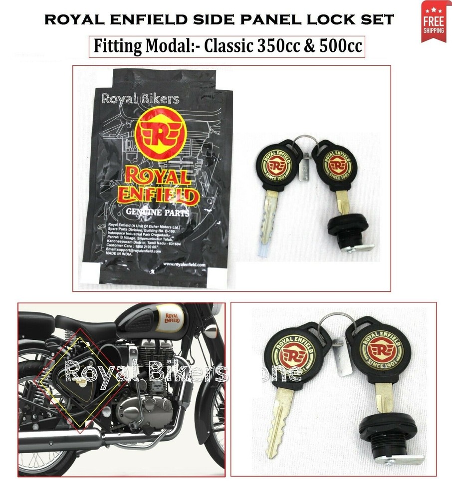 Fits Royal Enfield Classic 350cc & 500cc, Side Panel Lock Set