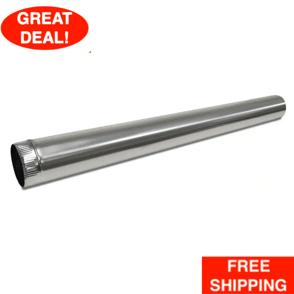 12 In. x 5 Ft. Round Metal Duct Pipe Universal Galvanized Steel Snap Lock Design