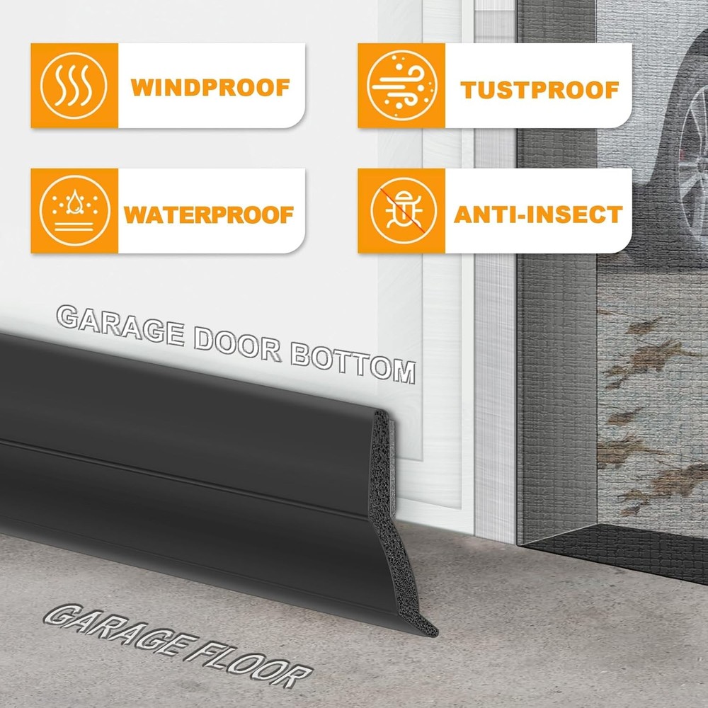 Universal Garage Door Threshold Seals Bottom Rubber Replacement, weatherproofing