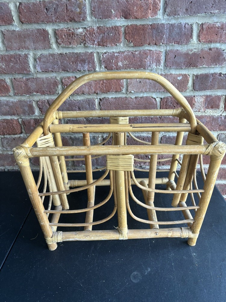 Vintage Boho Bamboo & Rattan Magazine Rack