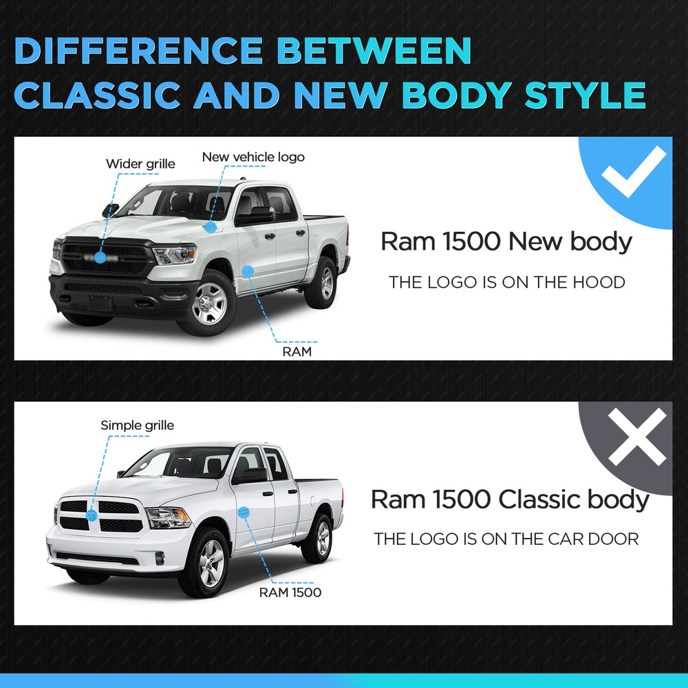 For 19-25 Dodge Ram 1500 Quad Cab 6.5'' Running Board Side Steps Nerf Bars