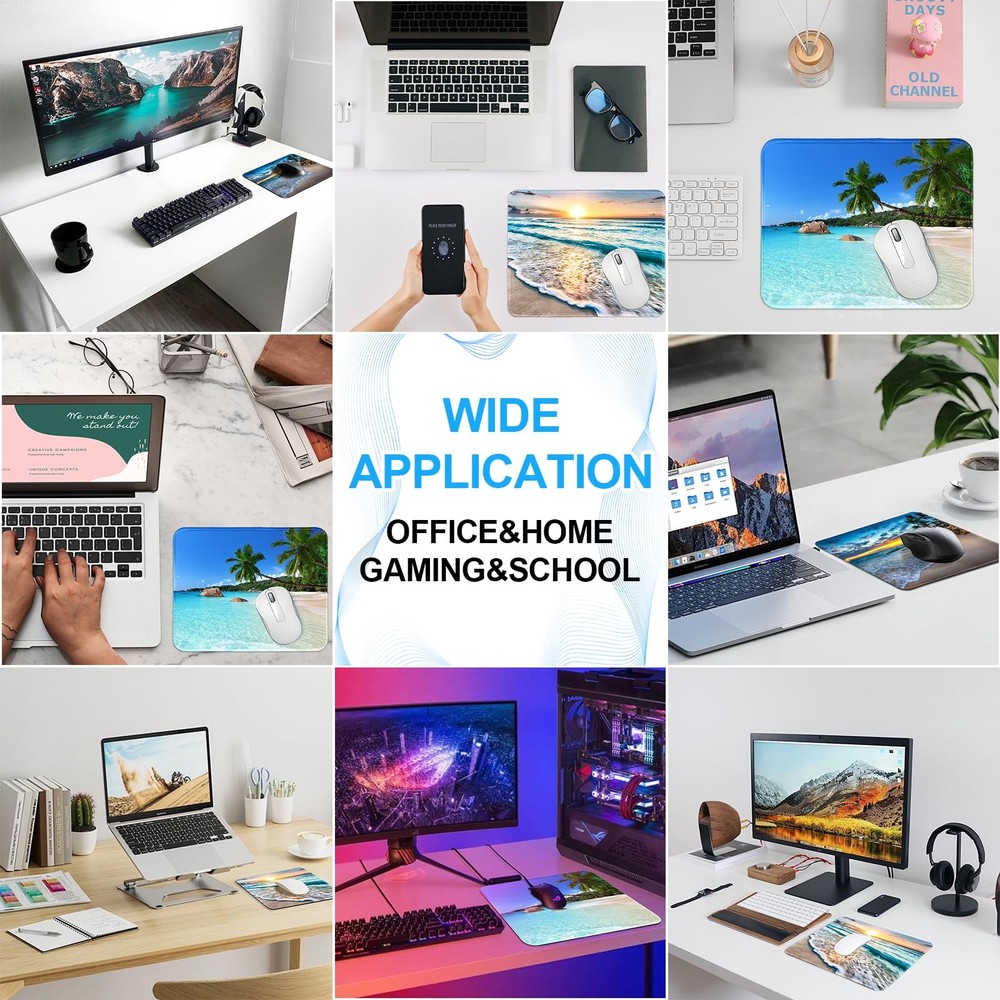 3 Pack Beach Mouse Pad Small Square Non Slip Desk Mat
