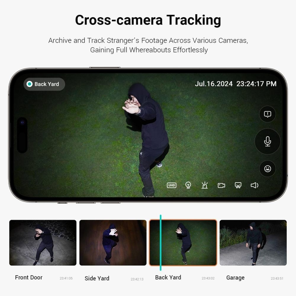 Wireless Security Camera System 2 Camera Kit Solar Powered 360°PTZ Auto Tracking