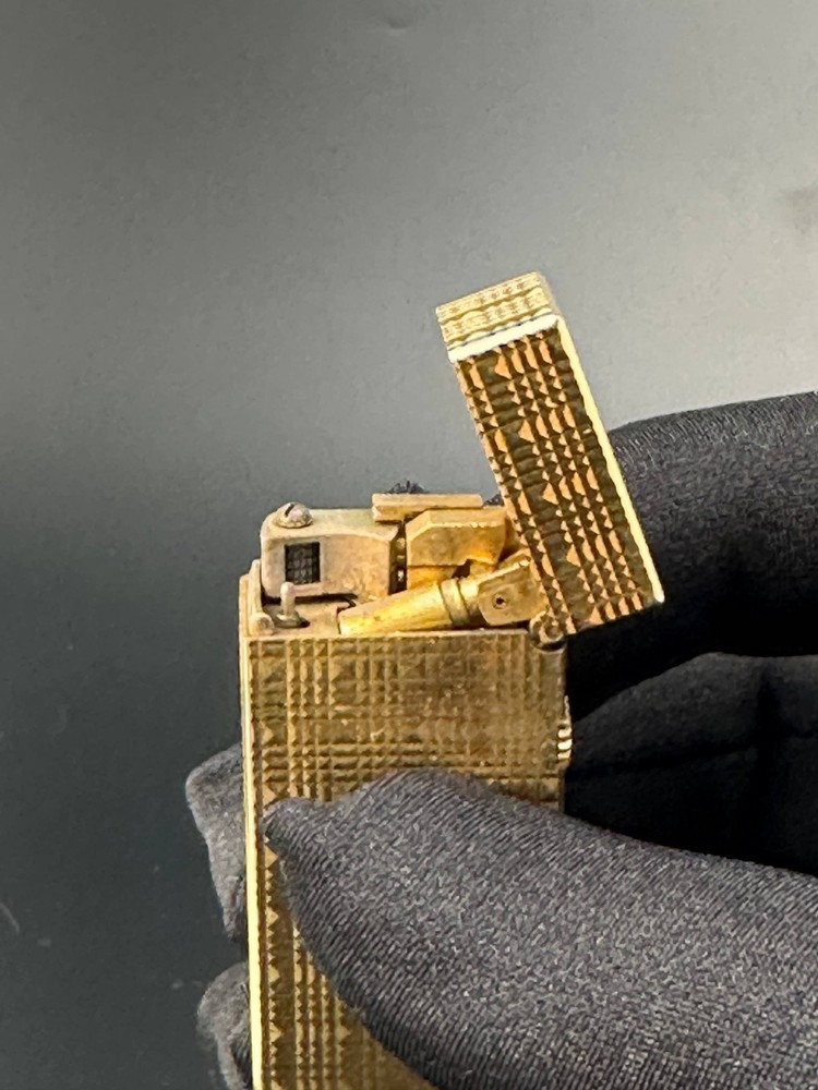 Dunhill lighter square tartan pattern Gold plated with box and papers