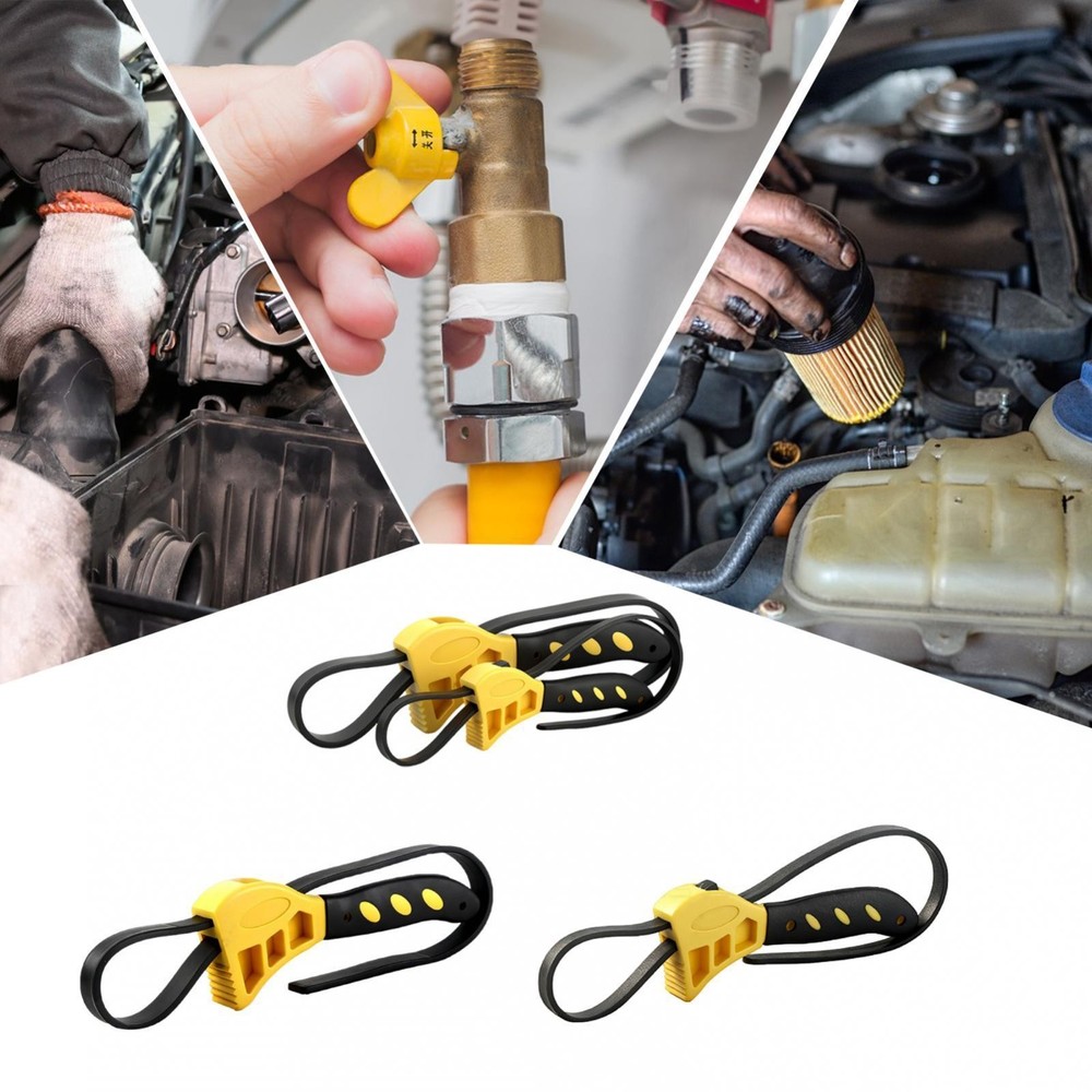 Adjustable Rubber Strap Wrench Oil Filtering Spanner Multipurpose for Automobile