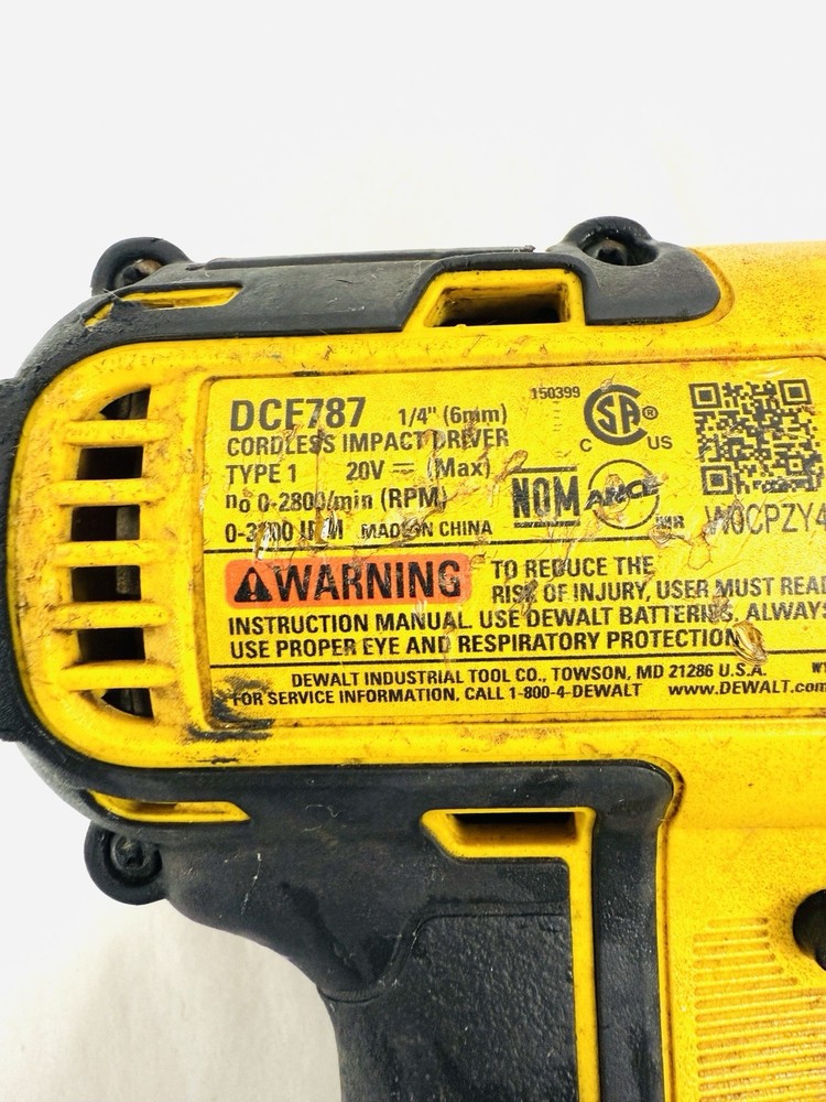 DEWALT DCF787 20V Cordless Impact Driver - Tool Only