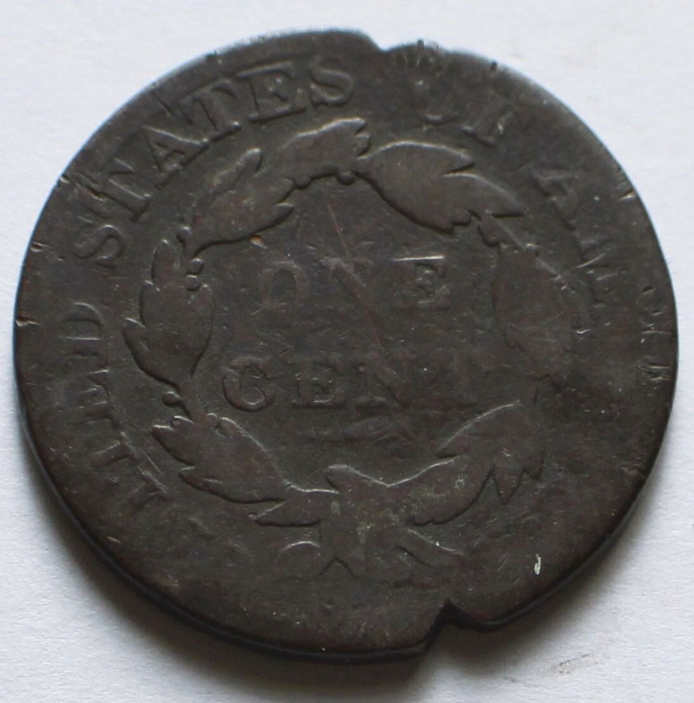 1826 Coronet Head Large Cent, Notched 1C