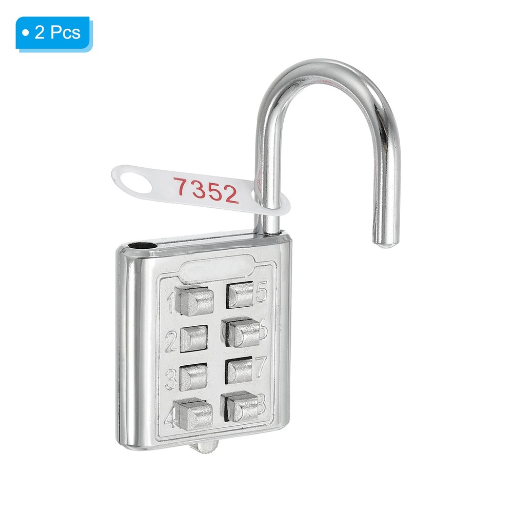 8 Digit Button Combination Padlock 2pack 4 Digit Locking Mechanism Lock Silver