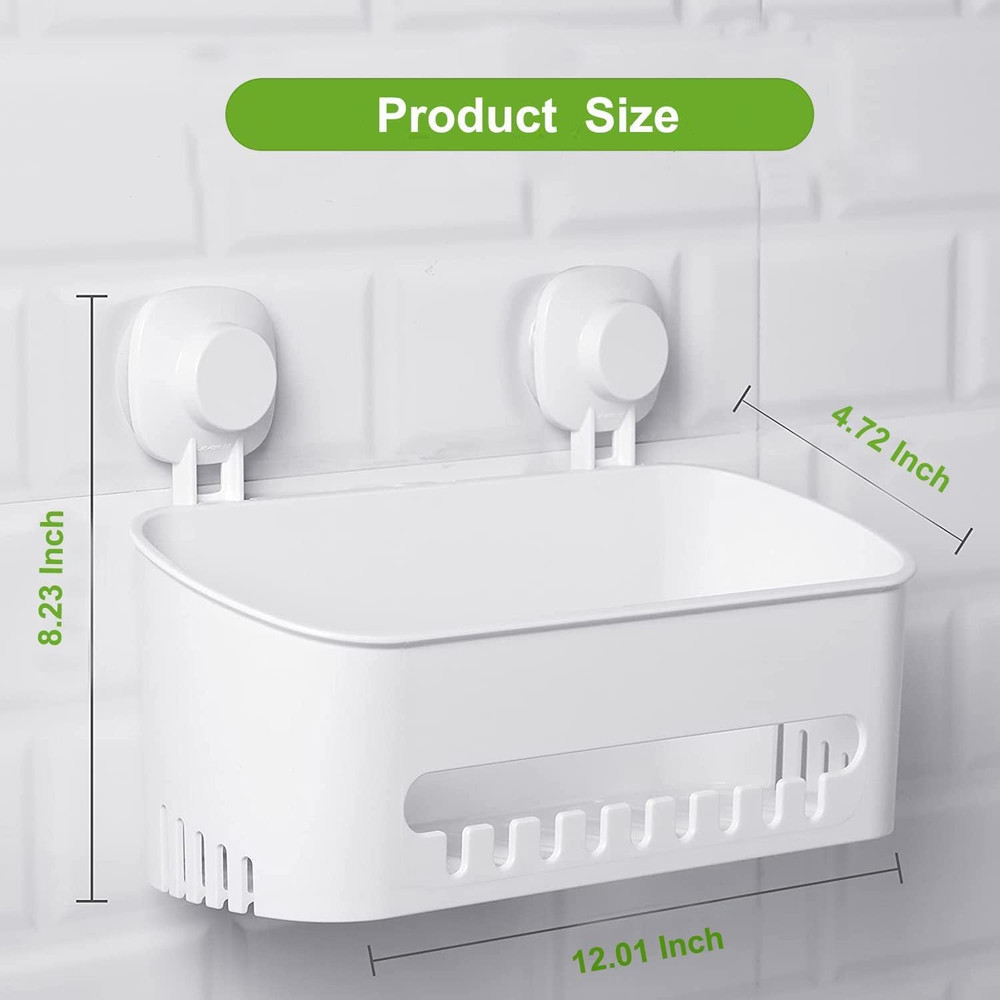 Suction Cup Shower Caddy - No Drilling Removable Shower Caddy - Powerful Suction