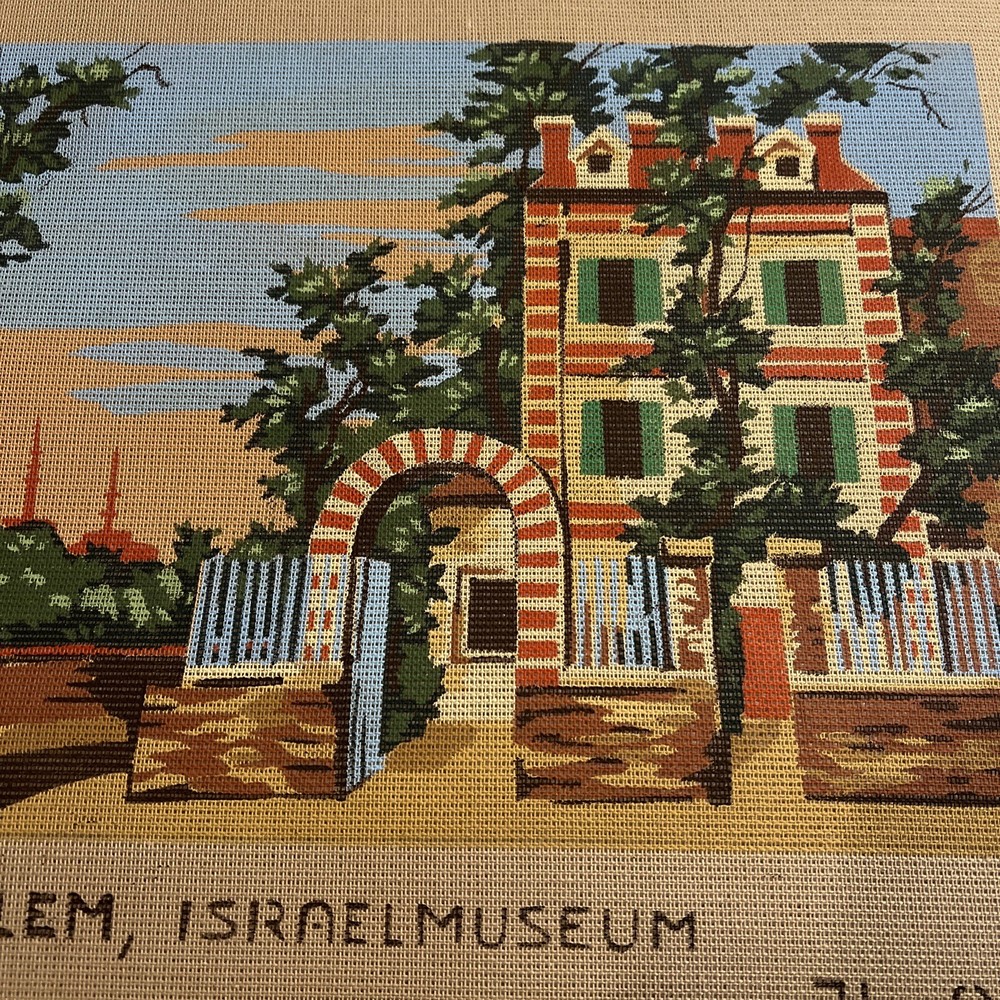 needlepoint canvas handpainted vintage