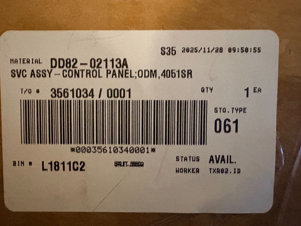 Samsung Dishwasher Control Panel New OEM DD82-02113A