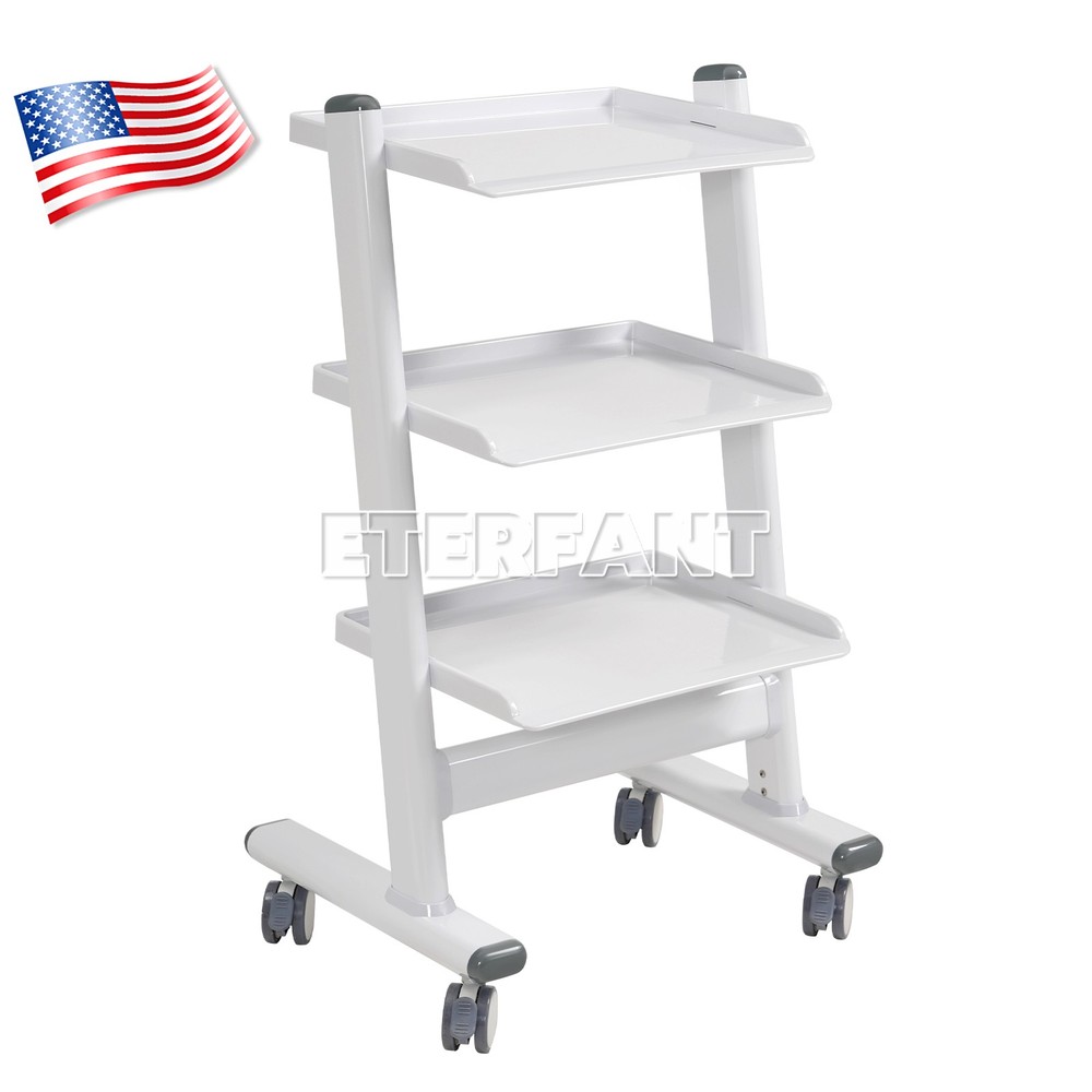 Lab Trolley Rolling Cart 3-Layer ABS Lab Serving Cart with Wheels/Socket