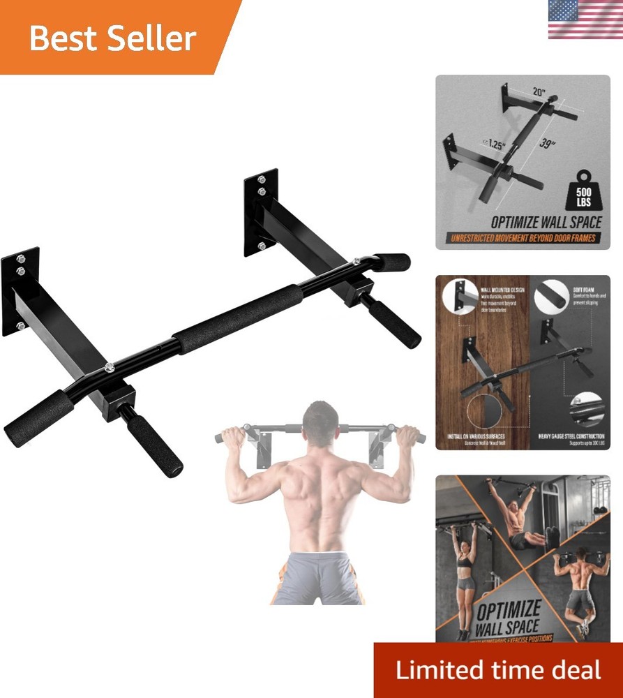 Multi-Grip Foam Padded Pull Up Bar - Wall Mounted & Quick Install for Home Gyms
