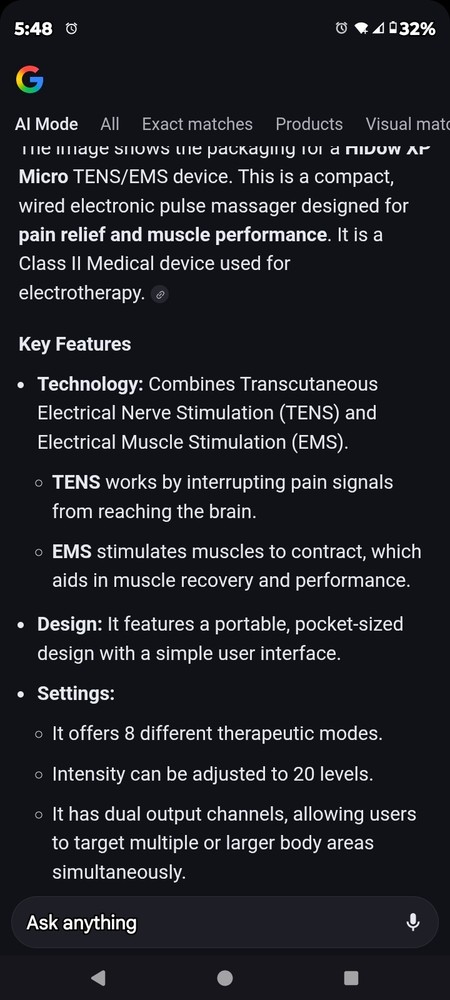 HiDow XP Micro TENS/EMS Combo Rechargeable Device New Open Box