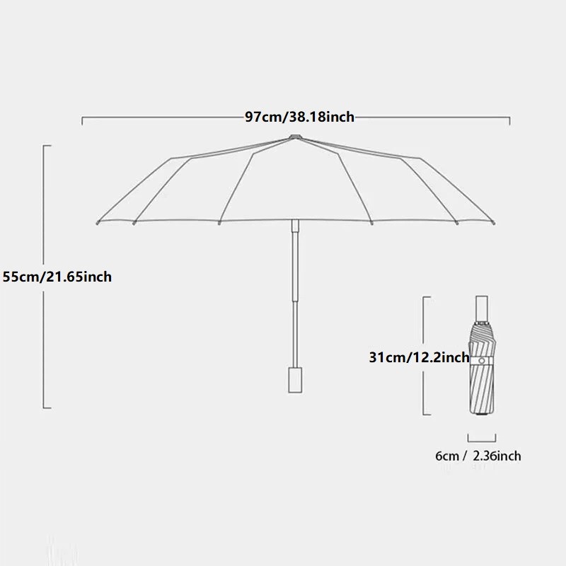 12 Bone Black Glue Fully Automatic Umbrella With Thick And Durable Keel Three Fo
