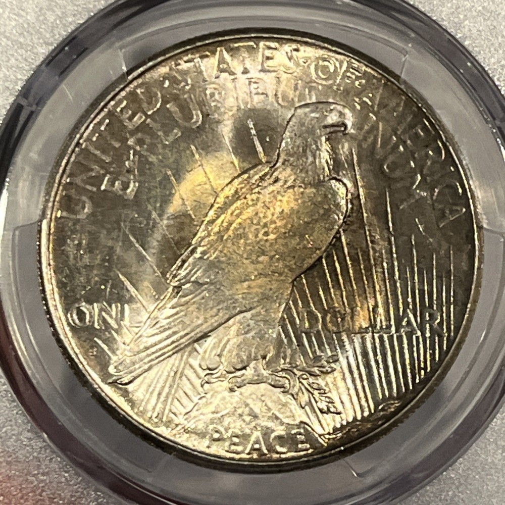 1925 S PEACE SILVER PCGS MS-62, HIGH GRADE BETTER DATE GOLD SHIELD WITH TONING