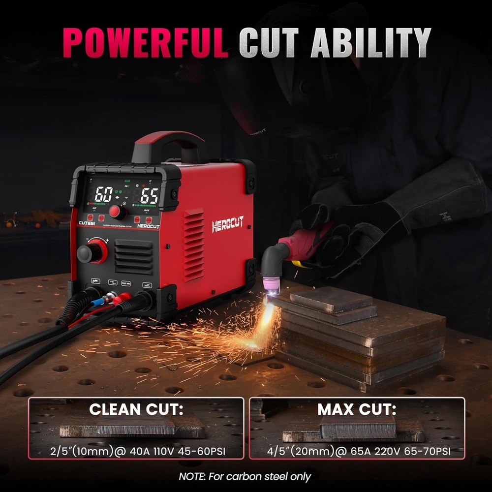 65A Dual Voltage Plasma Cutter Machine with Non-Touch Pilot Arc Functionality