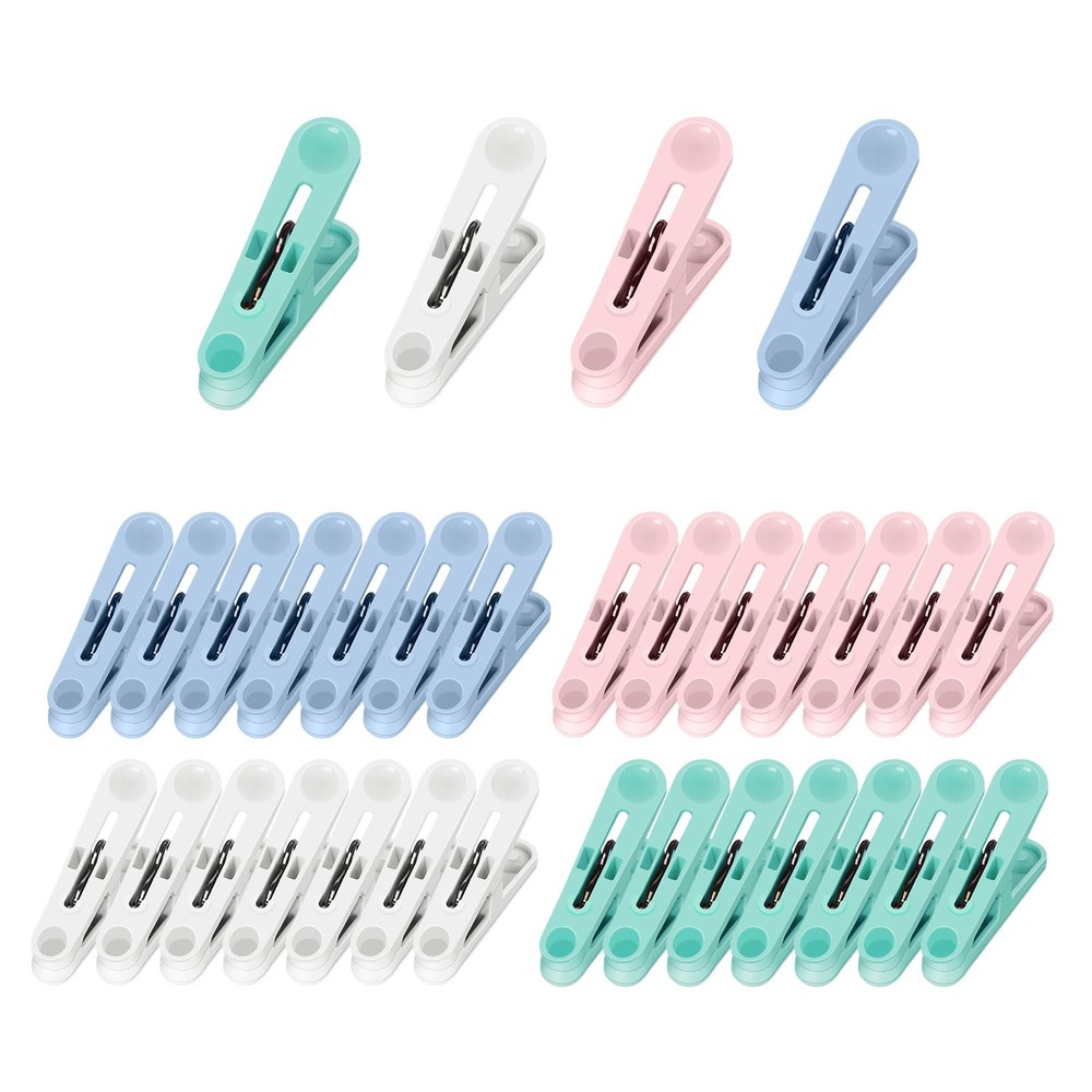 32Pcs Colored Clothes Pins Plastic Clothes Pins Laundry Clips,Package Clips