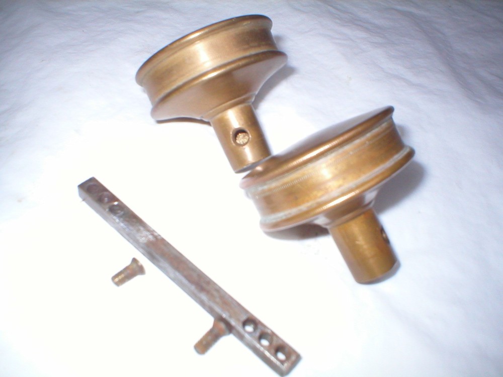 Antique Solid Brass Doorknob Pair