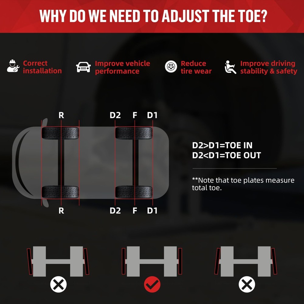 2Pack Wheel Alignment Tool with Connection Sheet 2025 Upgraded Toe Alignment ...