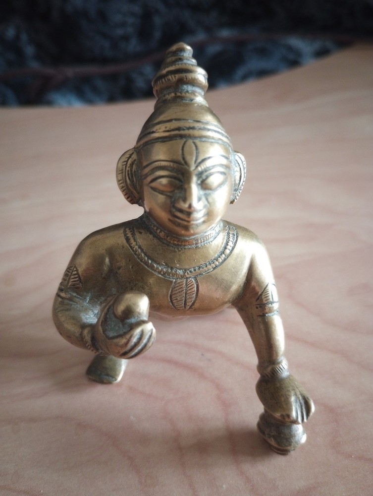Indian Antique Bronze Deity Bala Krishna बाल कृष्ण - Laddu Gopal