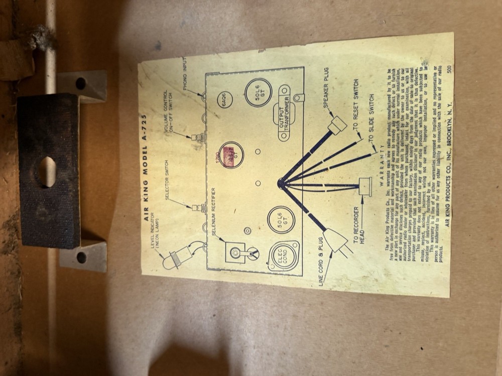 ANTIQUE Air King Recorder PLAYER AIR KING A725 Untested