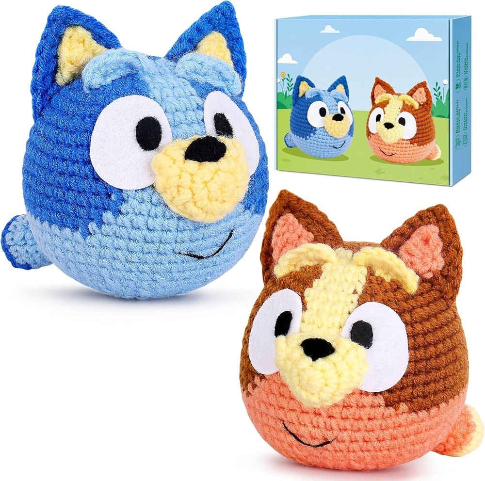 Bluey Crochet Kit for Beginners, with Step-by-Step Video Tutorials (2 Pack)