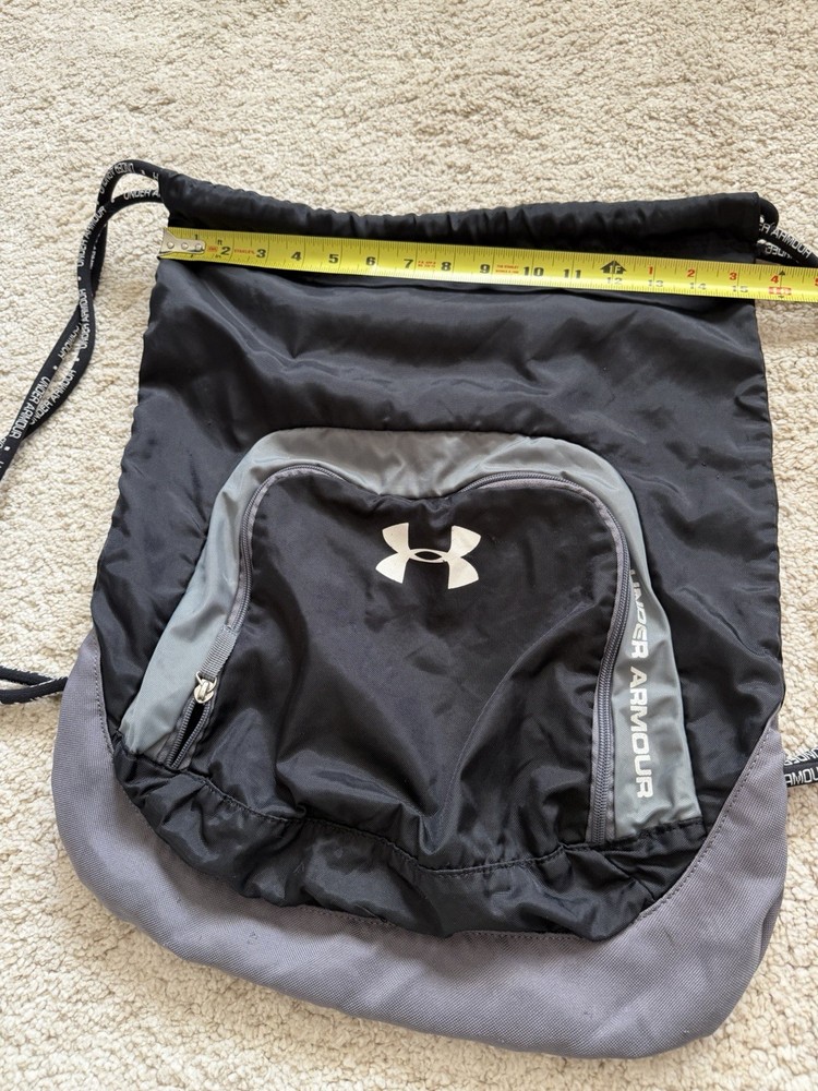 Under Armour Black And White Drawsting Gym Bag Backpack