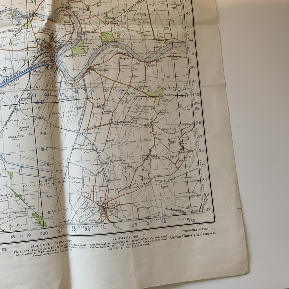 WW2 British Army War Office 1941 Dated Goole & Pontefract Map