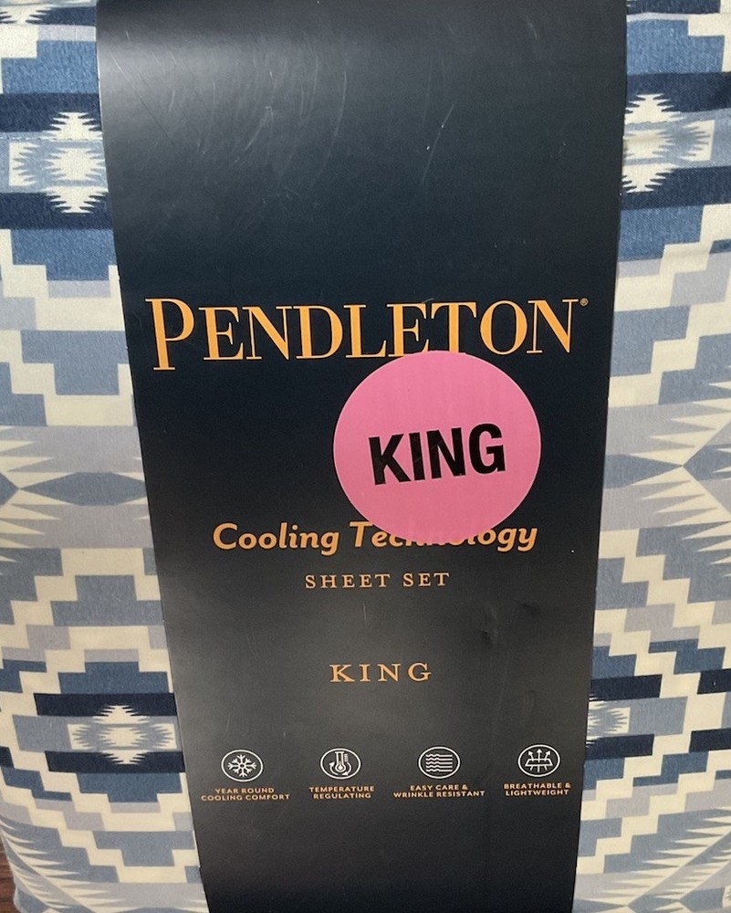 Pendleton KING Cooling Sheet Set Aztec Blue New In Package