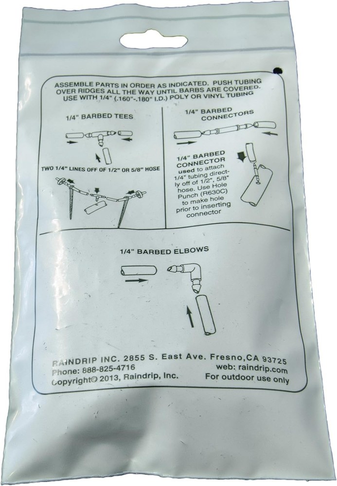 Durable Single Barbed Coupling Connectors for 1/4'' Drip Irrigation - 50 Pack