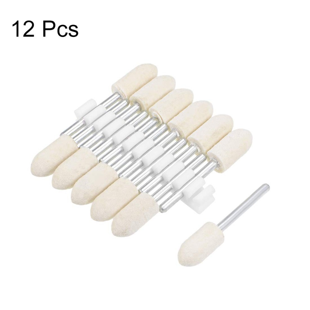 uxcell 8mm Wool Felt Mounted Points Tapered Polishing Bits Burrs Buffing Whee...