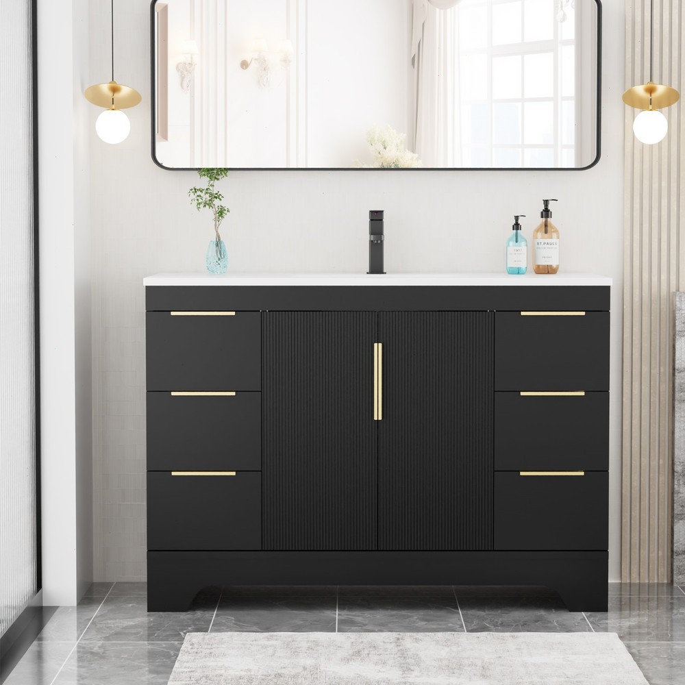 48"/60'' Bathroom Vanity With Resin Sink Top