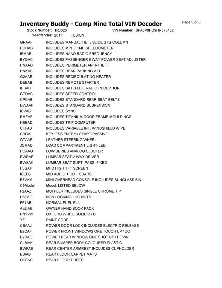 FUSION 2017 High Mounted Stop Light 104920547