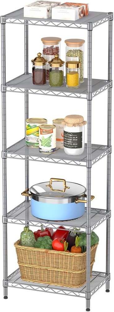 Heavy Duty 5-Tier Shelving Unit – Rustproof Design, Perfect for Kitchen & Closet