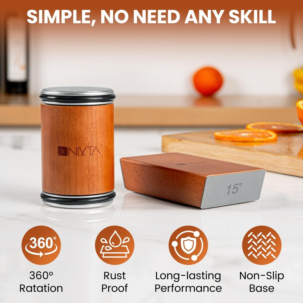 Rolling Knife Sharpener Kit – 3-Stage Manual Knife Sharpener for Kitchen, Che...