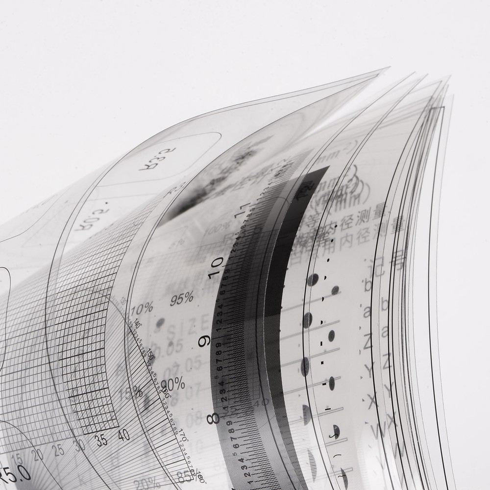 Transparency SEC Size Estimation Chart Diameter Area Line Protractor Gray Scale