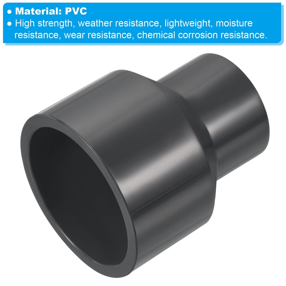 PVC Reducer Pipe Fitting 2x1.3" Socket Coupling Adapter Connector, Grey