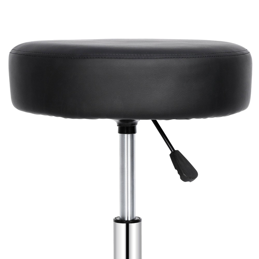 Durable Drafting Spa Bar Rolling Stool w/Wheels Black Multi-Purpose Adjustable