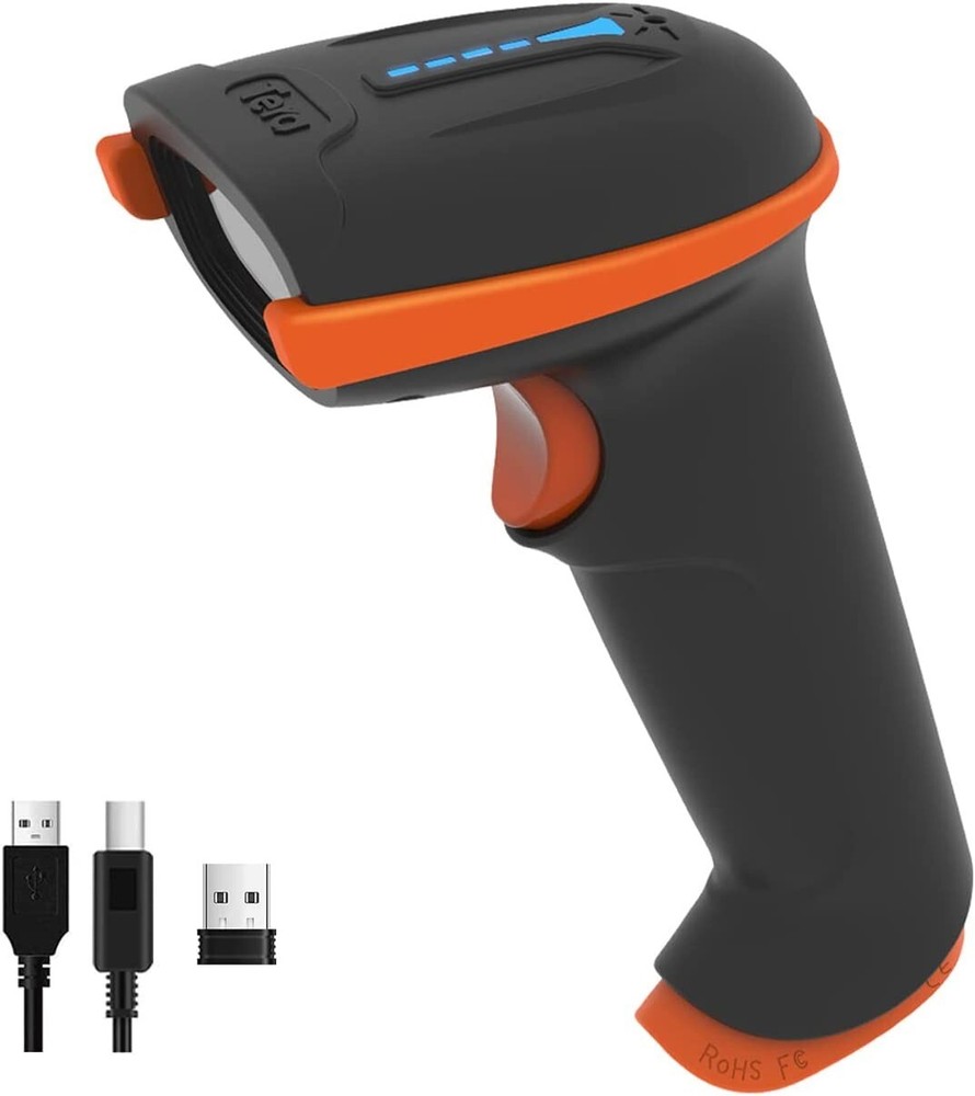 Barcode Scanner with Anti Shock Cover - 2 in 1 Wireless & USB Wired Connection