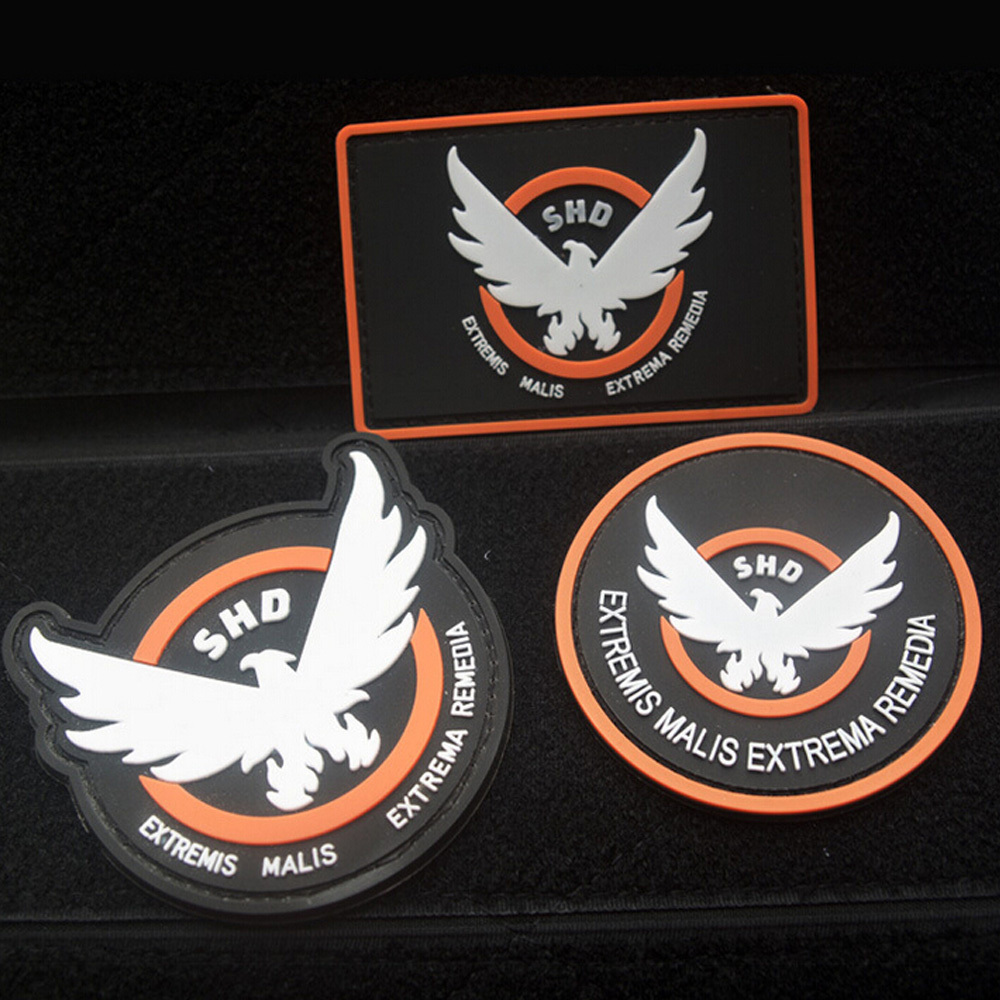 3 PCS THE DIVISION SHD GAME COPY RUBBER TACTICAL HOOK LOOP PATCH BADGE BLACK