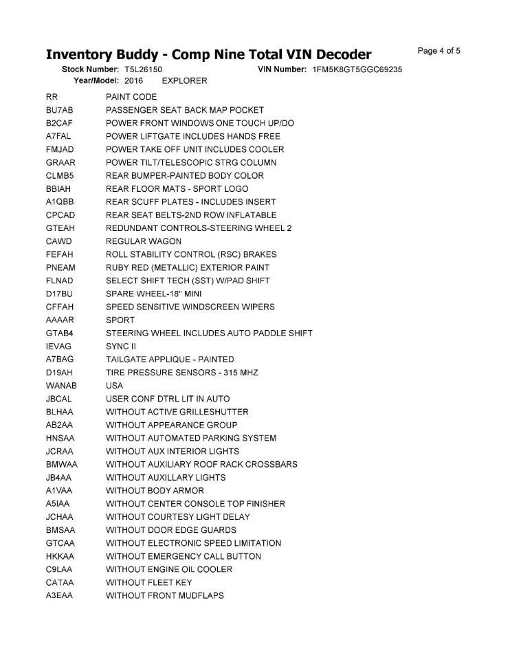 EXPLORER 2016 Transmission Shift 987763