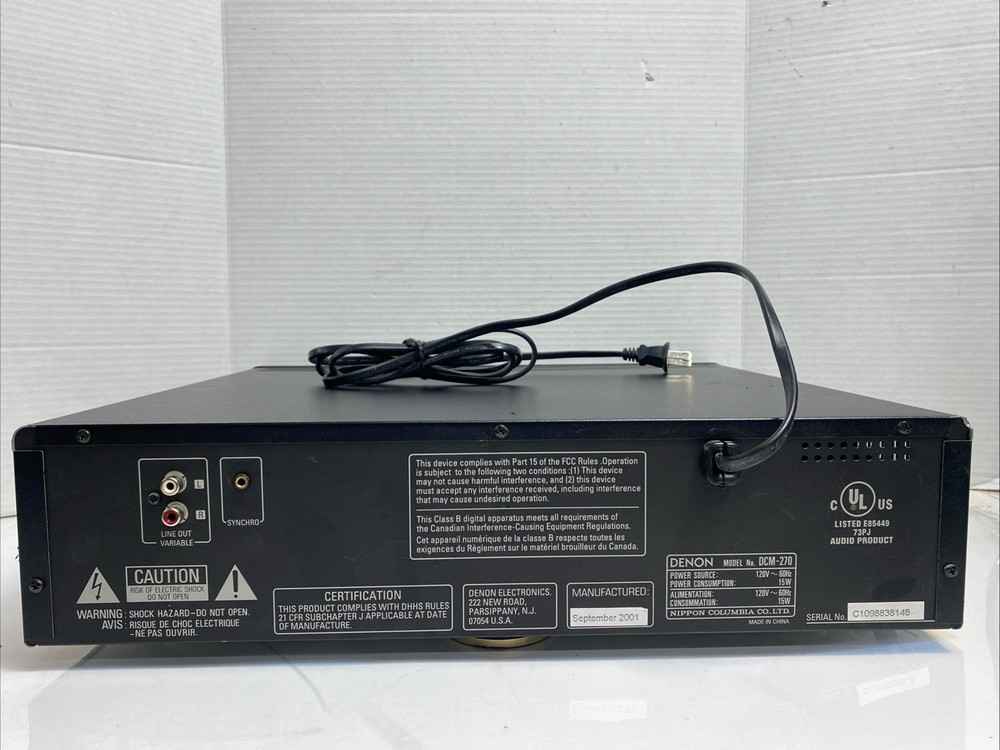 Denon DCM-270 (5 Disc) CD Changer W/ Antenna +Tested Working*