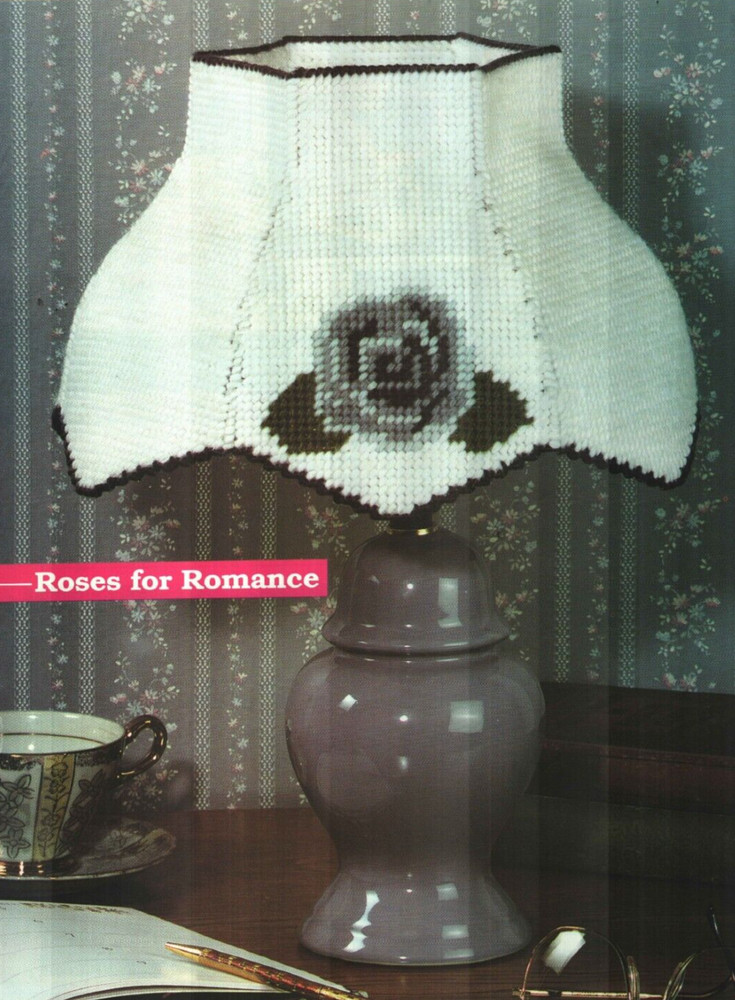 ROSES FOR ROMANCE LAMPSHADE HOME DECOR PLASTIC CANVAS PATTERN INSTRUCTIONS